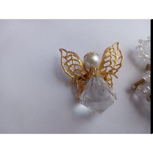 5/$25 (3) Goldtone Acrylic Bead Angel Pins Angel Of Purity Buttons + Safety Pin - Picture 3 of 5